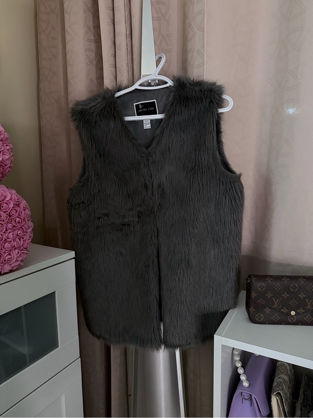 Faux Fur Vest in Dark Gray — Classic Sleeveless Layer